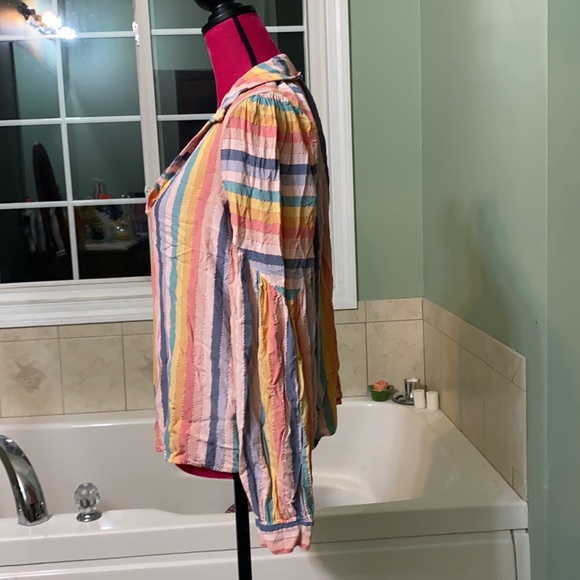 Amadi Anthropologie Rainbow Peasant Blouse Size Large Amadi-Anthro - Picture 6 of 10